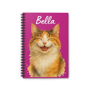 Personalized Cat Lover&#39;s Spiral Notebook - Bella, Cute Pet Journal, Gifts for Cat Owners, Custom Stationery, Cat Lover Gift