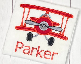 Boys Personalized Applique Airplane Shirt, Embroidered TShirt, Toddler Custom Shirt, Airplane Birthday, Kids Monogram Shirt, Gift for Baby