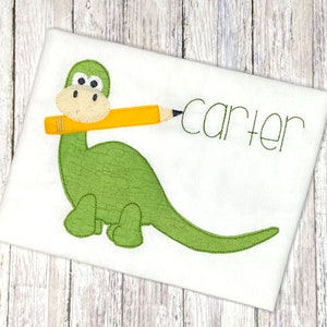 Boys Back to School Shirt, Toddler Dino Shirt, Dinosaur Applique Shirt, First Day of School Outfit, Embroidered School Shirt, School Picture