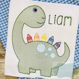 Boys Back to School Shirt, Toddler Dino Shirt, Dinosaur Applique Shirt, First Day of School Outfit, Embroidered School Shirt, School Picture