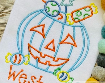 Boys Halloween Shirt, Pumpkin Shirt, Jack O Lantern Shirt, Halloween Outfit for Toddlers, First Halloween, Embroidered Shirt, 1st Halloween
