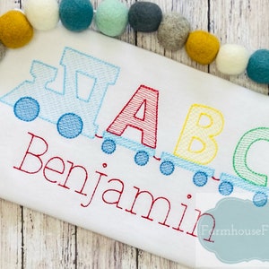 Boys Back To School Shirt, Train Shirt, ABC Shirt, Kindergarten Outfit, First Day of School, Monogram School Shirt, Education Shirt