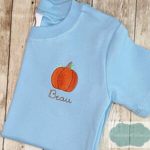 Boys Thanksgiving Shirt, Fall Monogram, Pumpkin Shirt, Boys Monogram Shirt, Mini Monogram,  Pumpkin Applique