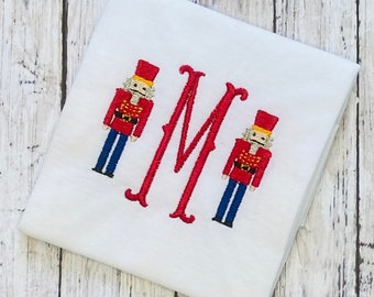 Boys Christmas Monogram Shirt, Nutcracker Shirt for Toddlers, Holiday Shirt, Preppy Boy Monogram, Simple Christmas Shirt, Personalized Xmas
