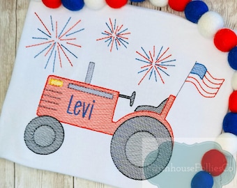 Camiseta de tractor patriótico para niño, bandera estadounidense, atuendo patriótico para niño pequeño, rojo, blanco y azul, camiseta de Estados Unidos, Día de los Caídos, 4 de julio