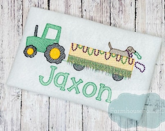 Boys Mardi Gras Tractor Shirt, Fat Tuesday Parade Shirt, Embroidered Toddler Mardi Gras Shirt, Mardi Gras with Dog Shirt, First Mardi Gras