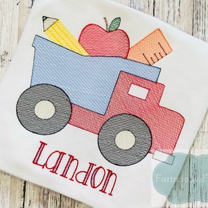 Boys Back To School Shirt, Dump Truck Shirt, School Supplies, Kindergarten Outfit, First Day of School, Monogram School Shirt, Education Tee