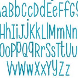Puede incluir: Una fuente de alfabeto azul con un estilo de escritura a mano. Las letras son todas min&uacute;sculas y est&aacute;n escritas en un estilo simple y redondeado.