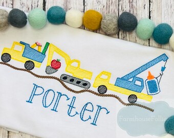 Boys Back To School Shirt, Construction Shirt, School Supplies Outfit, Kindergarten Shirt, Dump Truck School Shirt, Crane School Shirt