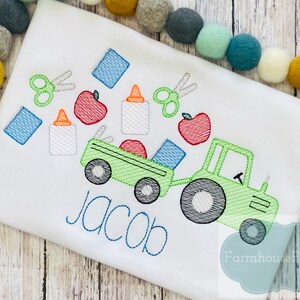 Boys Back To School Shirt, Tractor Shirt, School Supplies, Kindergarten Outfit, First Day of School, Monogram School Shirt, Education Shirt