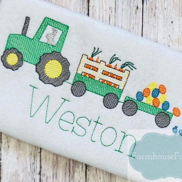 Boys Easter Tractor Shirt, Easter Bunny Embroidered, Toddler Easter Outfit, Baby Easter Shirt, Kids Spring Shirt, Easter Applique Shirt