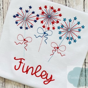 Girls 4th of July Shirt, Sparkler Outfit for Toddler, Firework Shirt, Independence Day Shirt, Embroidered USA Shirt, American Shirt