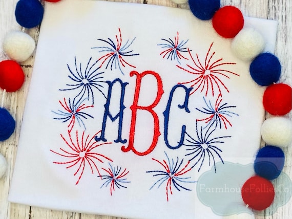 Girls 4th of July Monogram Shirt, 4th of July Shirt, Toddler 4th of July, Fourth of July Monogram, Patriotic Shirt, Red White and Blue Shirt