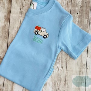 Boys Thanksgiving Shirt, Fall Monogram, Truck Shirt, Pumpkin Shirt, Boys Monogram Shirt, Mini Monogram,  Pumpkin Applique