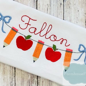 Girls Back To School Shirt, Pencil and Apple Shirt, Kindergarten Outfit, First Day of School, Monogram School Shirt, Education Shirt