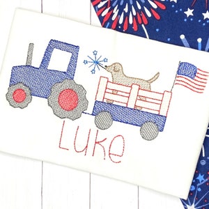 Boys Patriotic Tractor Shirt, American Flag, Patriotic Outfit for Toddler, Red White and Blue, America Tshirt, Memorial Day, Fourth of July