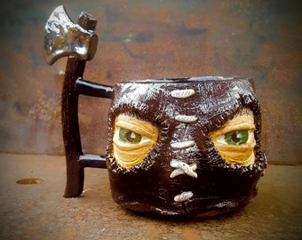 Executioner mug. Hand sculpted unique OOAK.