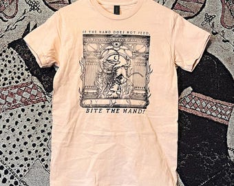 misprints - BITE THE HAND - read description! | screen printed t shirt | folk punk t shirt  | crust punk | queer made | leftist shirt