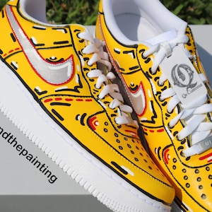 Nike Air Force 1 Custom “Off-White University Gold Inspired Design” (Any Size/ Made To Order)