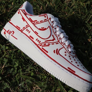 Nike Air Force 1 Custom “Red Cartoon” Design (Any Size/ Made To Order)