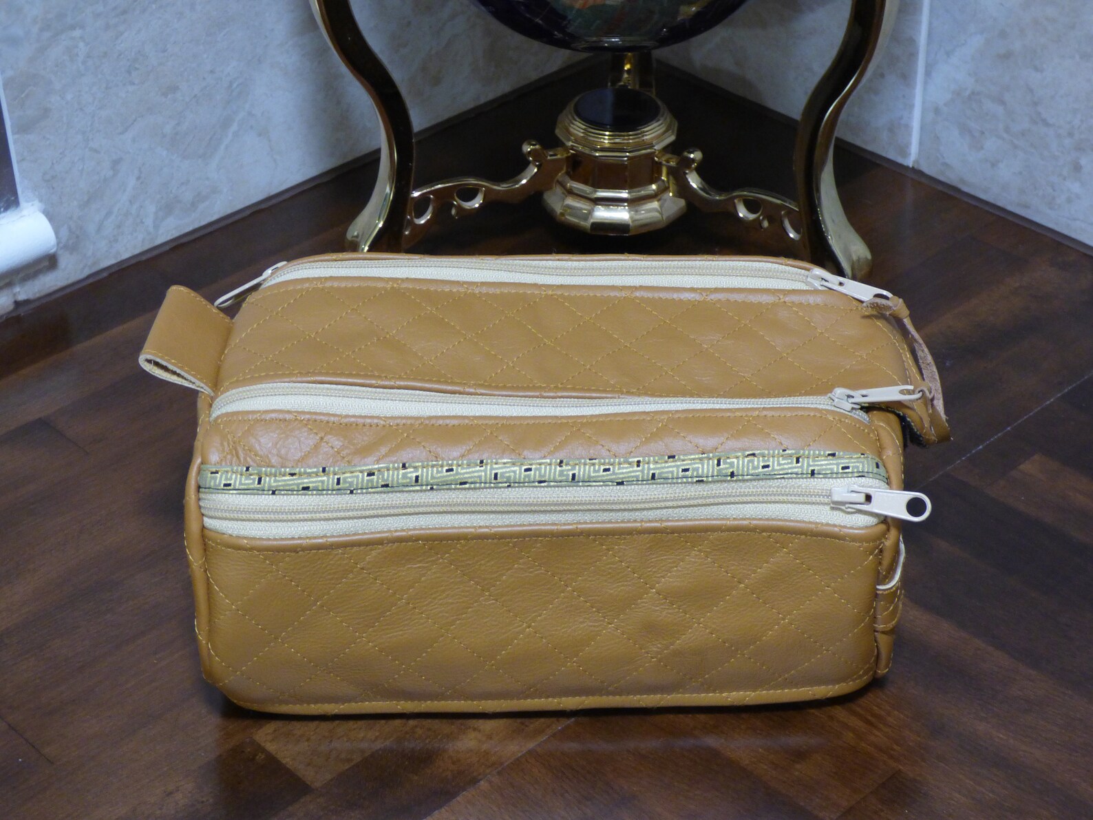 Handmade genuine leather gear bag fully lined in black/gold Etsy