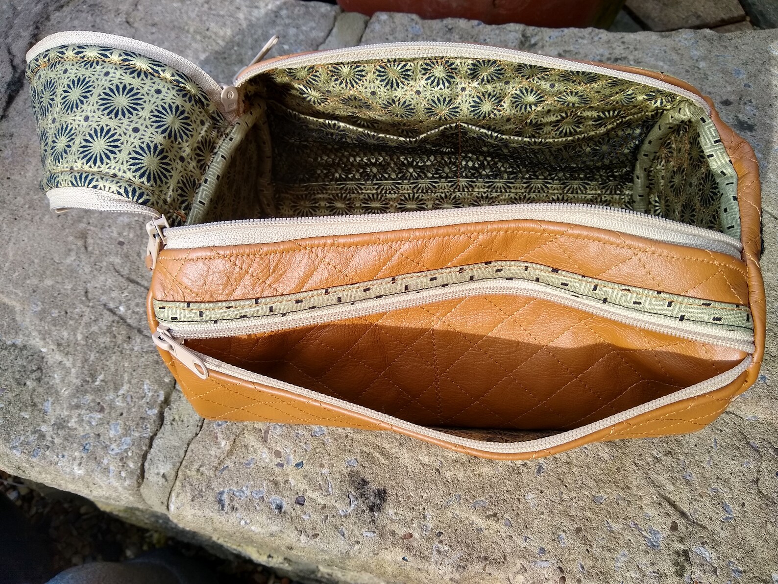 Handmade genuine leather gear bag fully lined in black/gold Etsy