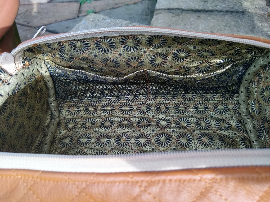 Handmade genuine leather gear bag fully lined in black/gold Etsy