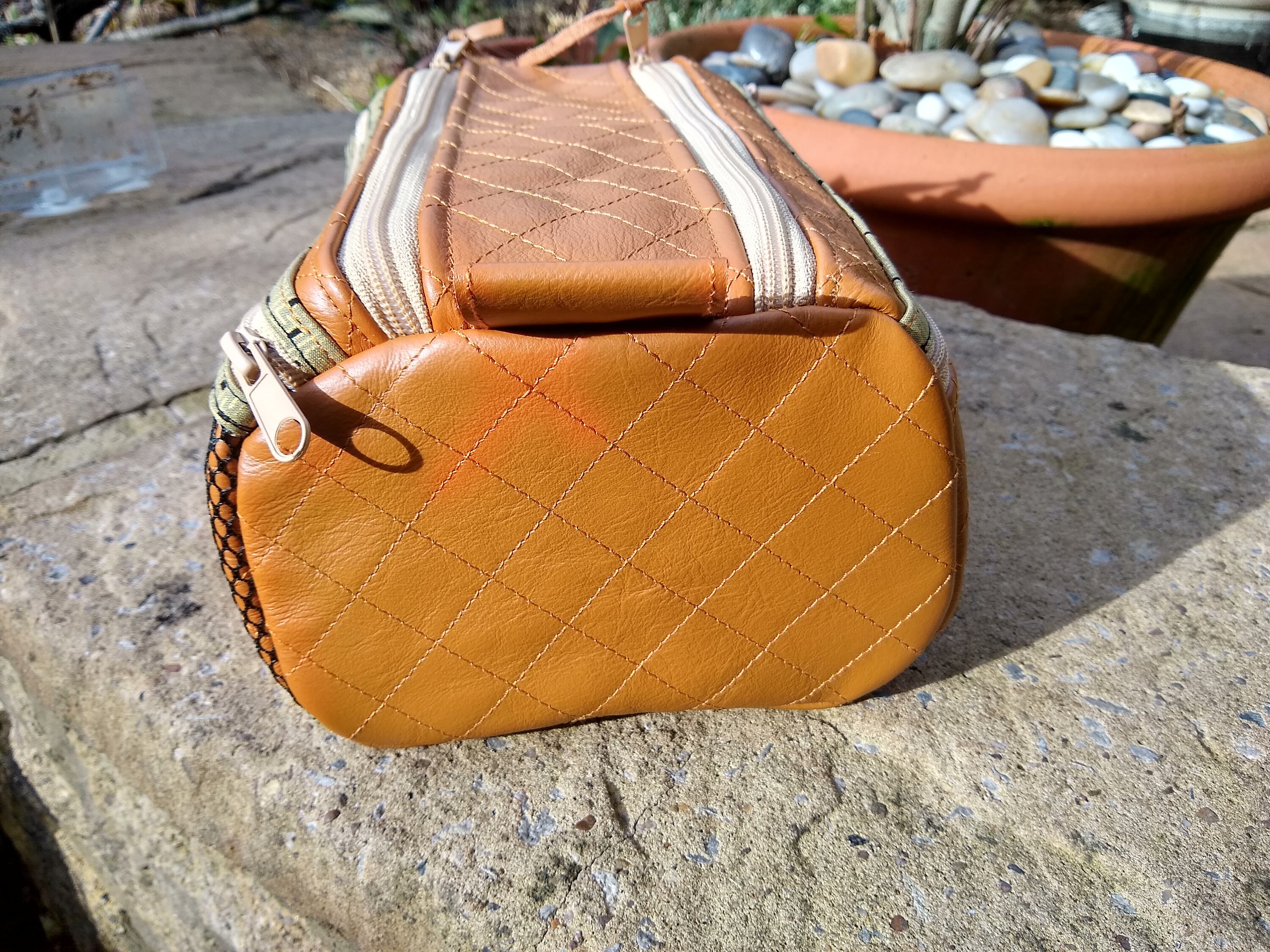 Handmade genuine leather gear bag fully lined in black/gold Etsy