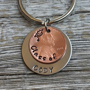 Personalized Graduation Gift, Class of 2024, Graduation Keychain, Lucky Penny Keychain, Graduation Gift for Him, Graduation Gift for Her