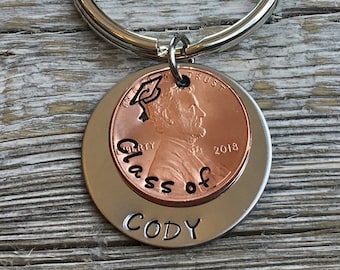 Personalized Graduation Gift, Class of 2025, Graduation Keychain, Lucky Penny Keychain, Graduation Gift for Him, Graduation Gift for Her