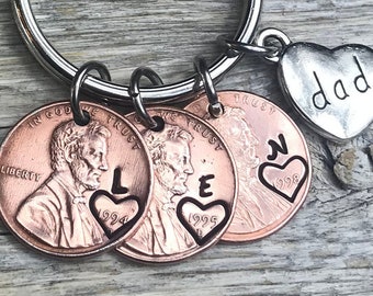 Fathers Day Gift, Dad Gift, Dad Gift, Dad Birthday Gift, Dad Penny Keychain, Personalized Dad Keychain, Birthday Gift for dad or grandpa