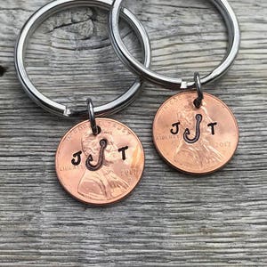 Fishing Keychain, Boyfriend Gift, Anniversary Gift, Anniversary Gift for Boyfriend, Anniversary Keychains, Penny Keychain