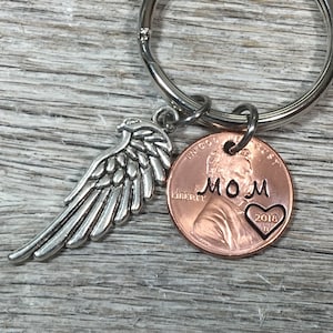Loss of Mother, Mother Memorial Gift, Funeral Gift, In Memory of Mom, Remembrance of Mother, Penny From Heaven, Personalized Keychain