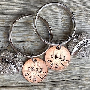 Husband or Wife Valentines Gift, Anniversary Gift, Lucky Penny Keychain, Husband Gift, Gift for Wife, Couples Gift, Anniversary for Husband