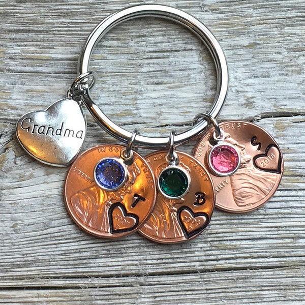 Grandmother Gift, Mothers Day Gift For Grandma, Custom Grandma Gift, Grandma Birthday Gift, Grandma Penny Keychain, Gift For Grandma