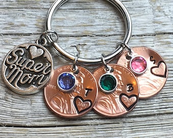 Personalized Gift For Wife or Mother, Custom Penny Keychain, Mothers Day, Valentines Day, Birthday Gift For Her, Gift For Girlfriend