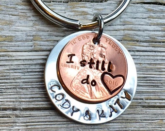 Personalized Valentines Gift For couples, Anniversary Gift, Boyfriend Gift, Penny Keychain, Wedding Gift, Keepsake Gifts, Couples Gifts