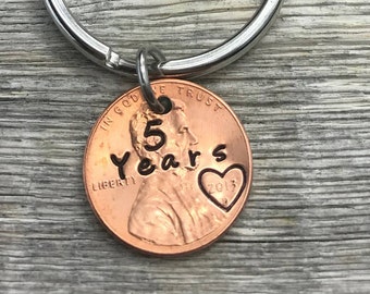 Anniversary Gift, Lucky Penny Keychain, Boyfriend Gift, Anniversary gift for Boyfriend, Couples Gift, Anniversary gift for Husband