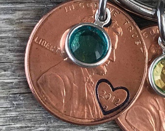 Add a penny to your order, This is just a penny, no keyring attached, single stamped penny, extra penny with birthstone,