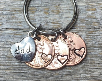 Fathers Day Gift, Gift For Dad Keychain, Dad Gift, Dad Gift, Dad Birthday Gift, Dad Penny Keychain, Personalized Dad Keychain,  Gift For Dad