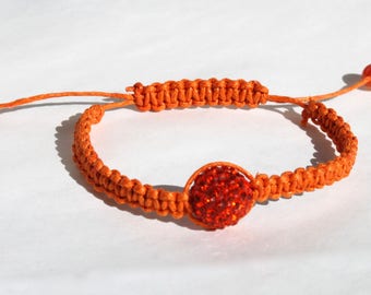 Orange Macramé Sparkle Bracelet