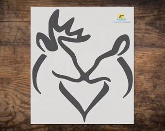 Browning Style Camo Buck /& Doe Heart w// 3 lil Bucks and 1 lil Doe Sticker Decal