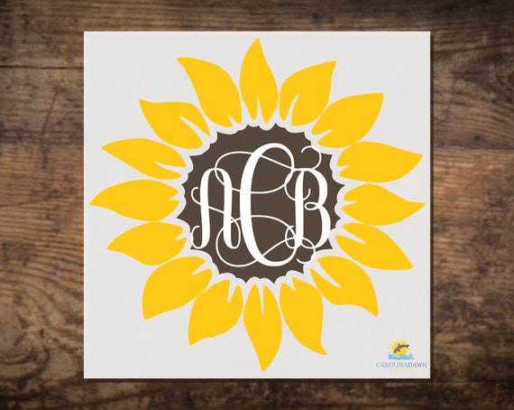 Download Sunflower Monogram Decal Personalized Sunflower Vine | Etsy