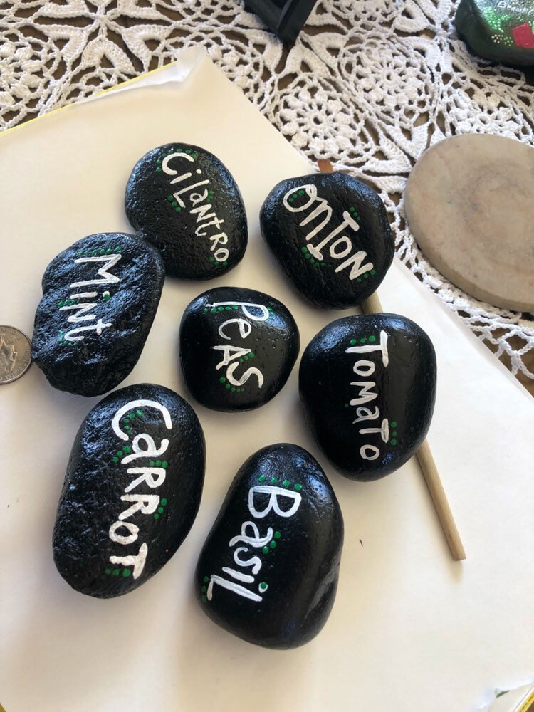 Garden Marker River Rocks Painted Stone - Etsy
