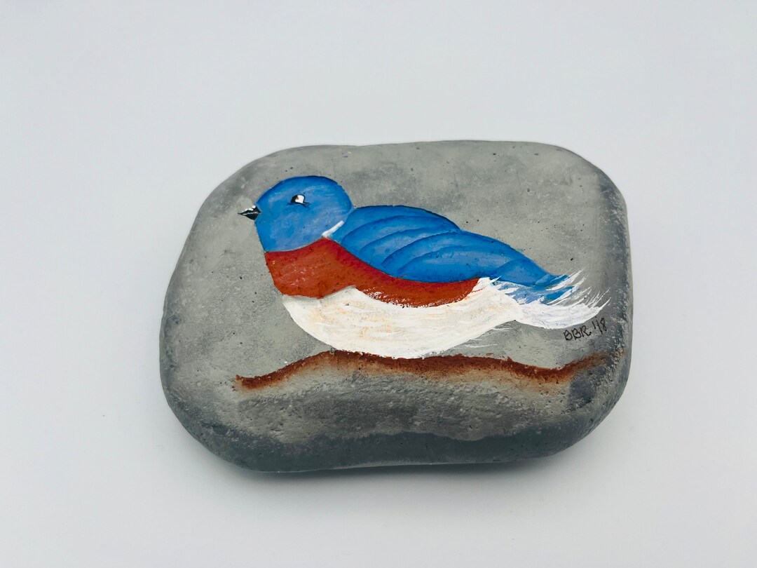Bluebird Painted Rock Garden Stone Etsy