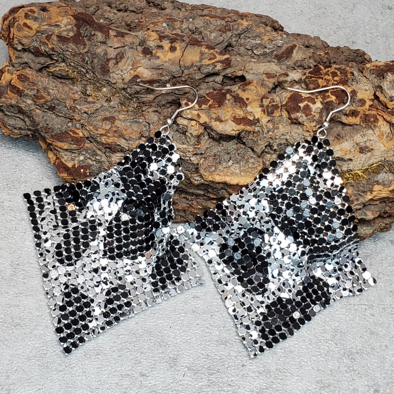 Disco Jewelry Mesh Earrings Gipsy Earrings 70s 80s Statement Etsy