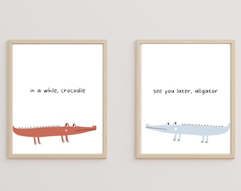 Set of 4 | Alligator Nursery Wall Art Print Set | See You Later Alligator Quote | DIGITAL DOWNLOAD