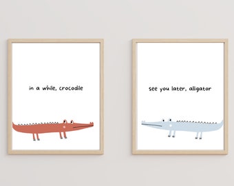 Set di 4 / Alligator Nursery Wall Art Print Set / See You Later Alligator Quote / DOWNLOAD DIGITALE