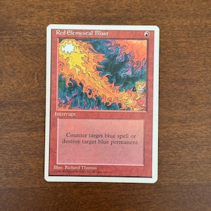 MTG Red Elemental Blast - 1995 4th Ed - Eckige Ecken + Schiefer Druckfehler