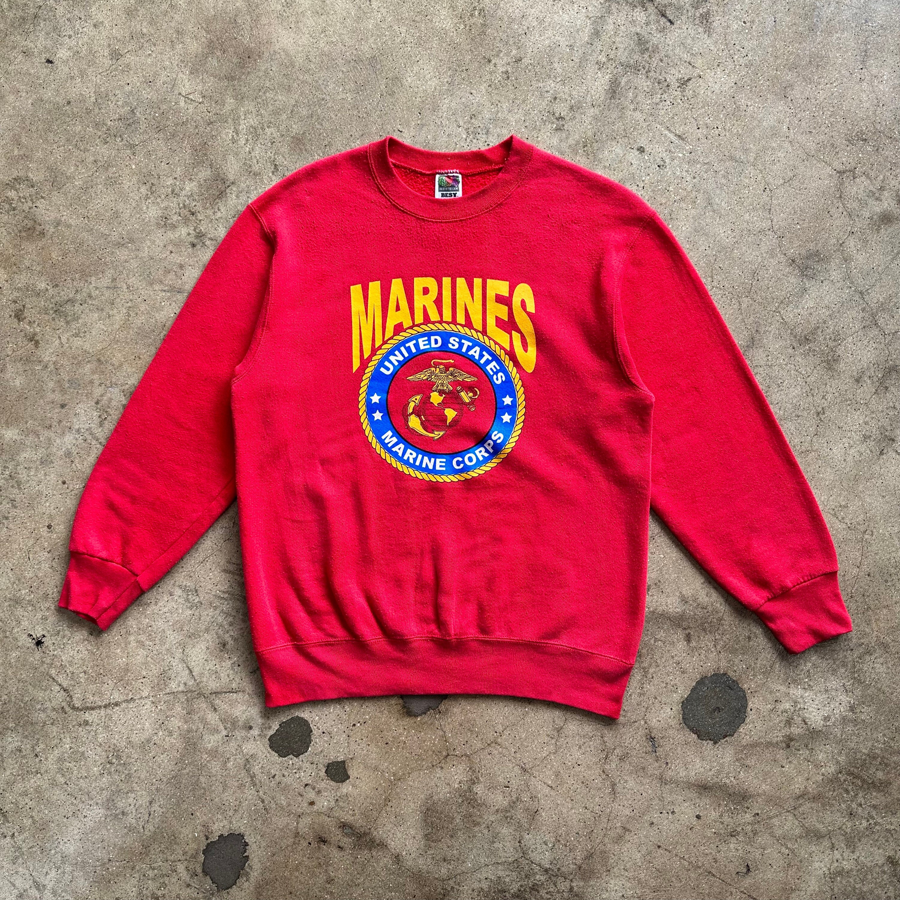 Felpa USMC Marine Corps Verde OD &ndash; Logo EGA, Taglia L, Usata Ma In Ottimo Stato